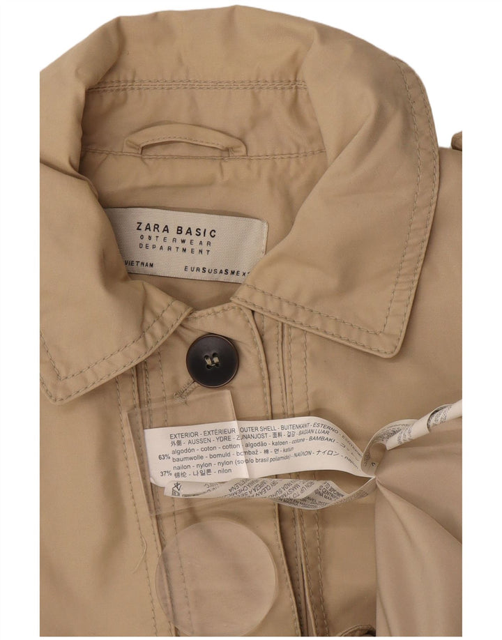 Zara Womens Trench Coat UK 10 Small Beige Cotton