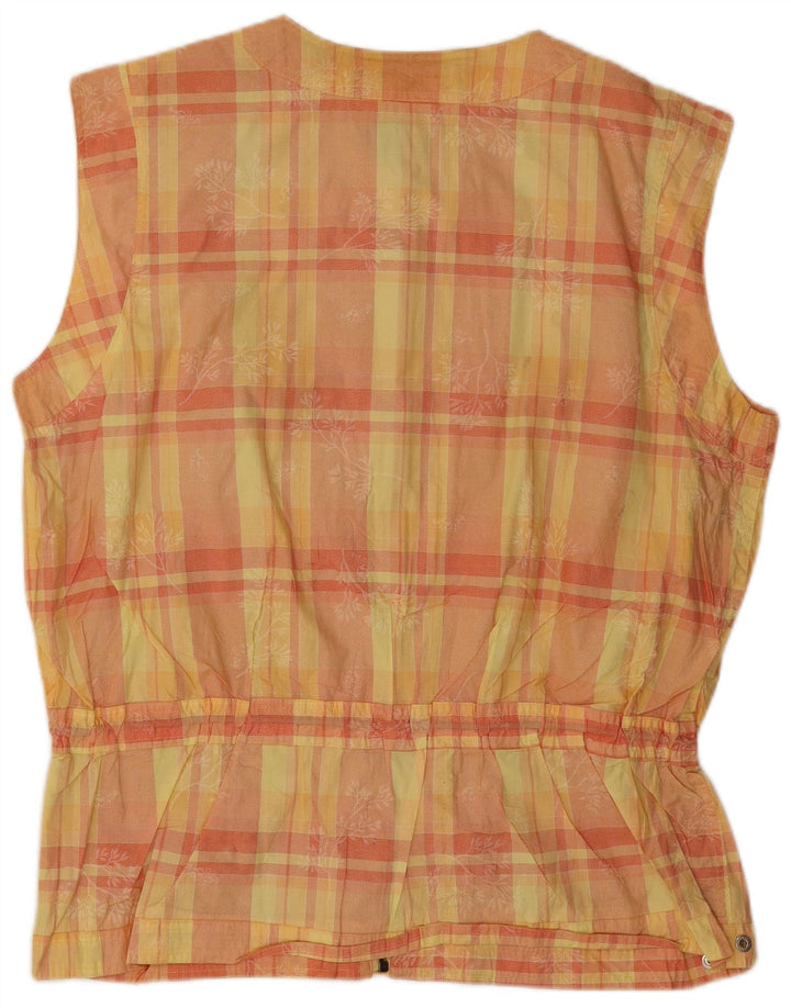 Vintage Womens Oversized Gilet IT 46 Large Yellow Check Cotton