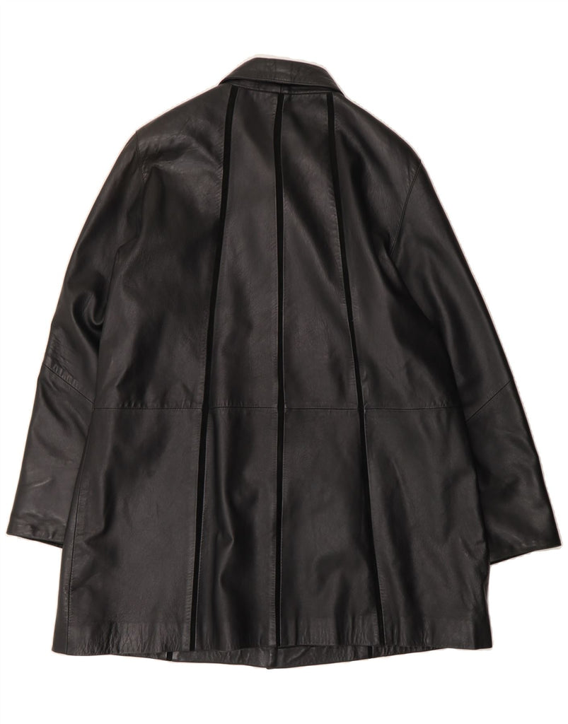 GIORGIO ARMANI Womens Oversized Leather Coat UK 14 Medium Black Leather Vintage Giorgio Armani and Second-Hand Giorgio Armani from Messina Hembry 