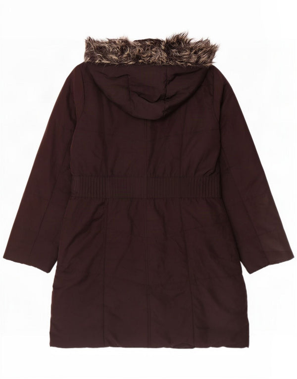 M&Co Womens Hooded Padded Coat UK 18 XL Brown Polyester