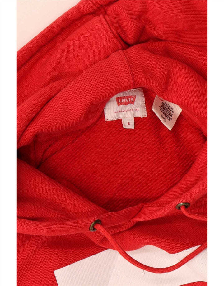 Levi's Mens Graphic Hoodie Jumper Small Red Cotton