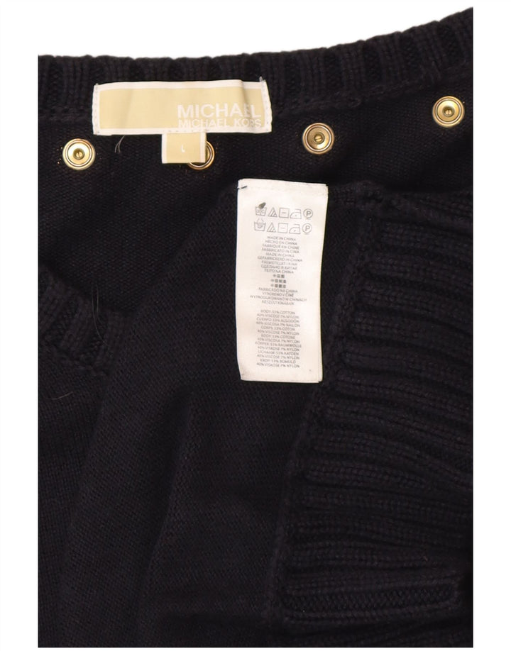 MICHAEL KORS Womens Jumper Dress UK 14 Large Navy Blue Spotted