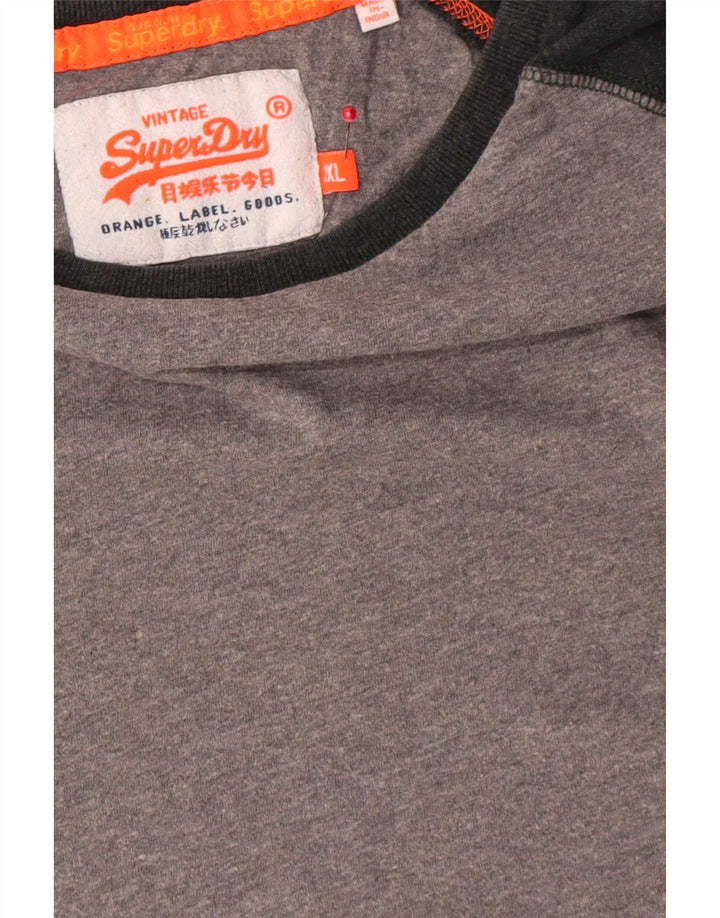 Superdry Mens T-Shirt Top 2XL Grey Colourblock Cotton