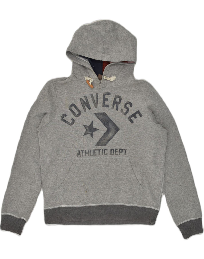 CONVERSE Mens Graphic Hoodie Jumper Small Grey Cotton | Vintage Converse | Thrift | Second-Hand Converse | Used Clothing | Messina Hembry 