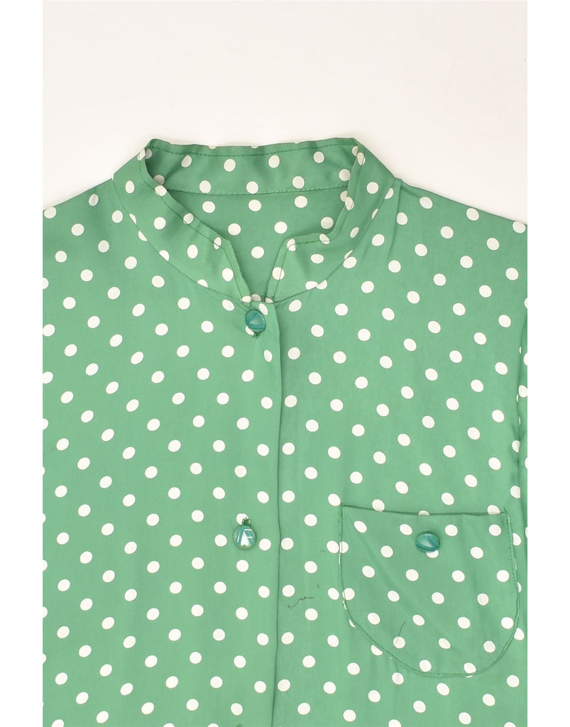 VINTAGE Womens Short Sleeve Shirt UK 12 Medium Green Polka Dot | Vintage Vintage | Thrift | Second-Hand Vintage | Used Clothing | Messina Hembry 