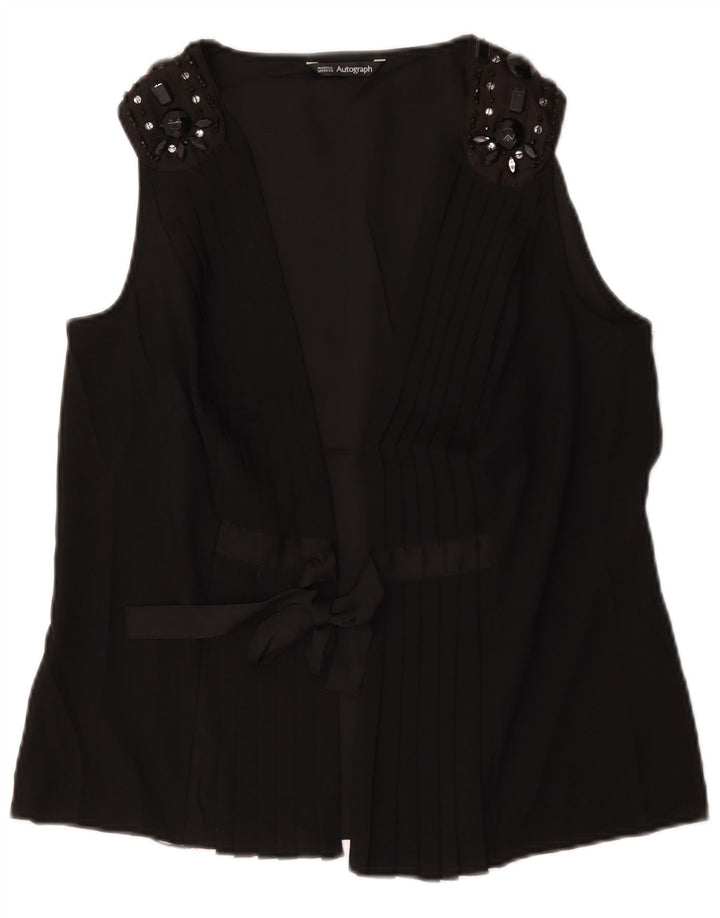 Marks & Spencer Womens Autograph Sleeveless Blouse Top UK 12 Medium Black