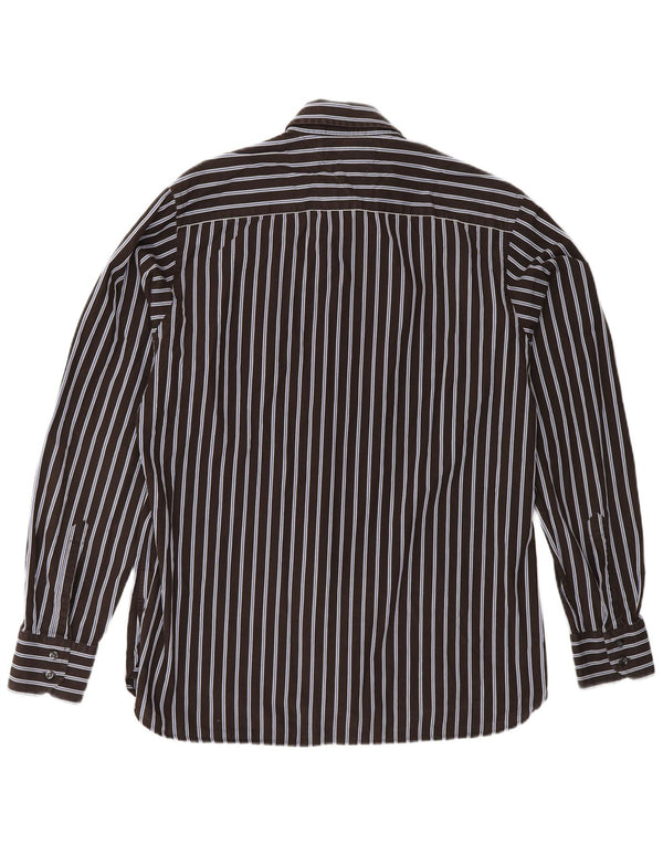 TOMMY HILFIGER Mens Shirt Medium Brown Striped Cotton