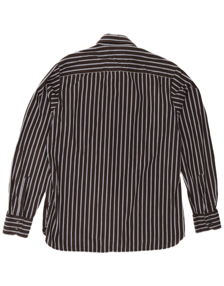 TOMMY HILFIGER Mens Shirt Medium Brown Striped Cotton