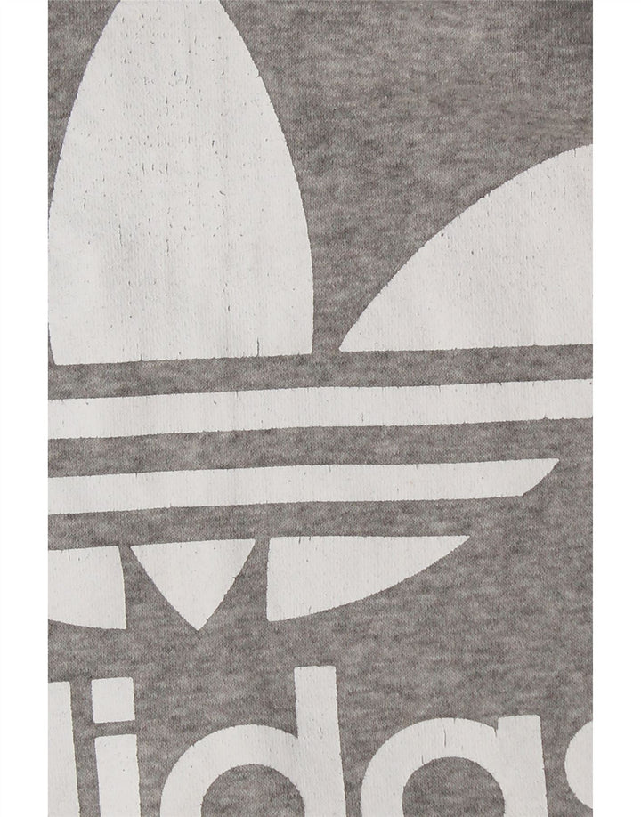 ADIDAS Womens Graphic Hoodie Jumper UK 10 Small Grey Cotton