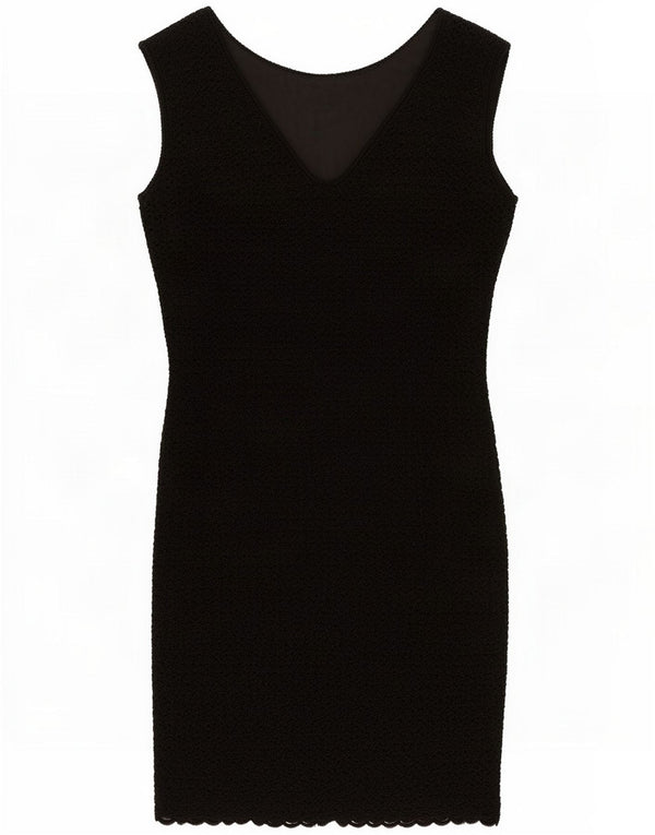 Vintage Womens Sleeveless Sheath Dress UK 12 Medium Black