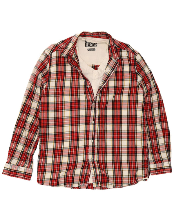 Vintage Mens Shirt XL Red Plaid Cotton