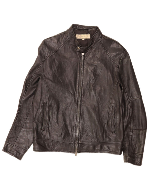 Bata Mens Bomber Leather Jacket IT 50 Medium Black
