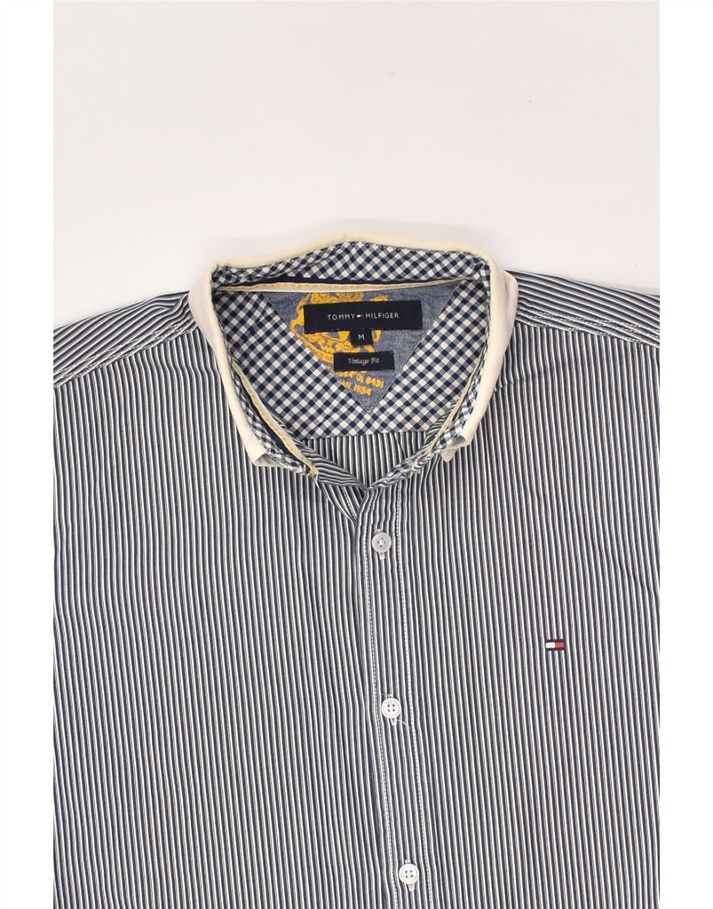 TOMMY HILFIGER Mens Vintage Fit Shirt Medium Navy Blue Striped Cotton | Vintage Tommy Hilfiger | Thrift | Second-Hand Tommy Hilfiger | Used Clothing | Messina Hembry 