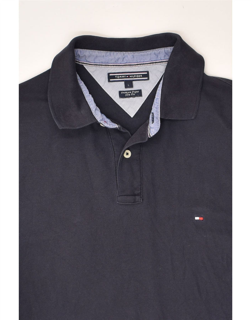 TOMMY HILFIGER Mens Polo Shirt Large Navy Blue Cotton | Vintage Tommy Hilfiger | Thrift | Second-Hand Tommy Hilfiger | Used Clothing | Messina Hembry 