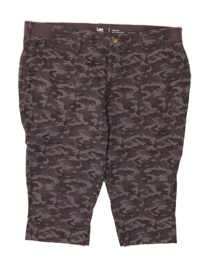 LEE Womens Mid Rise Capri Trousers US 22 3XL W44 L19 Grey Camouflage Vintage Lee and Second-Hand Lee from Messina Hembry 