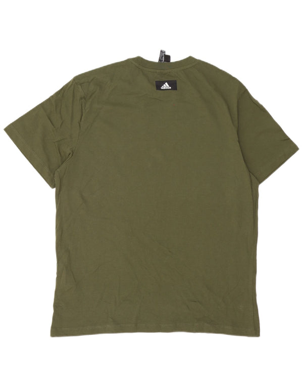 Adidas Mens Graphic T-Shirt Top XL Khaki Cotton