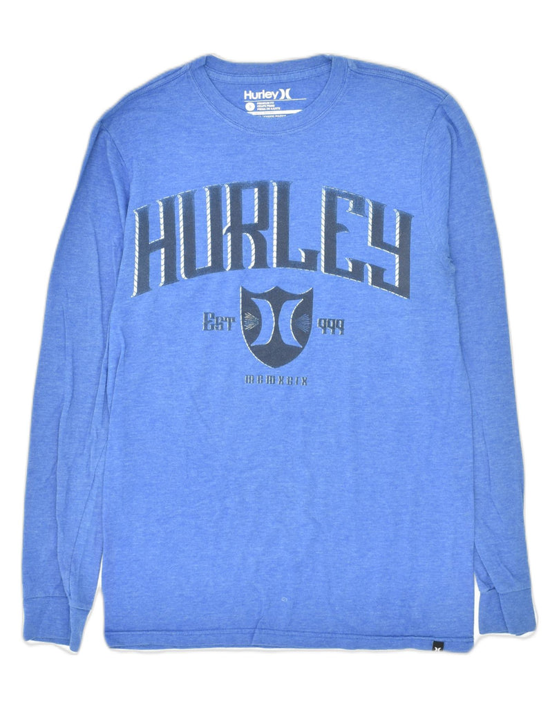 HURLEY Mens Premium Fit Graphic Top Long Sleeve Small Blue Polyester | Vintage Hurley | Thrift | Second-Hand Hurley | Used Clothing | Messina Hembry 