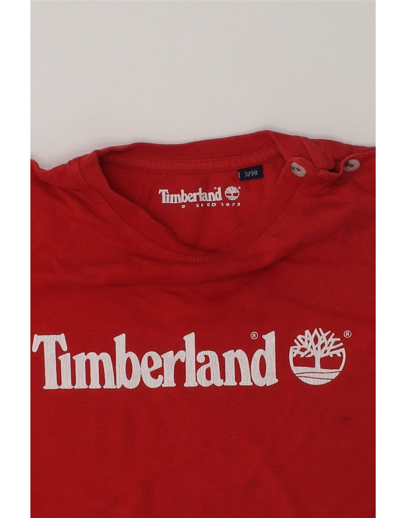 TIMBERLAND Boys Graphic T-Shirt Top 2-3 Years Red Cotton | Vintage Timberland | Thrift | Second-Hand Timberland | Used Clothing | Messina Hembry 