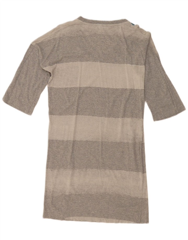 Diesel Womens Oversized 3/4 Sleeve T-Shirt Dress UK 10 Small Grey Striped