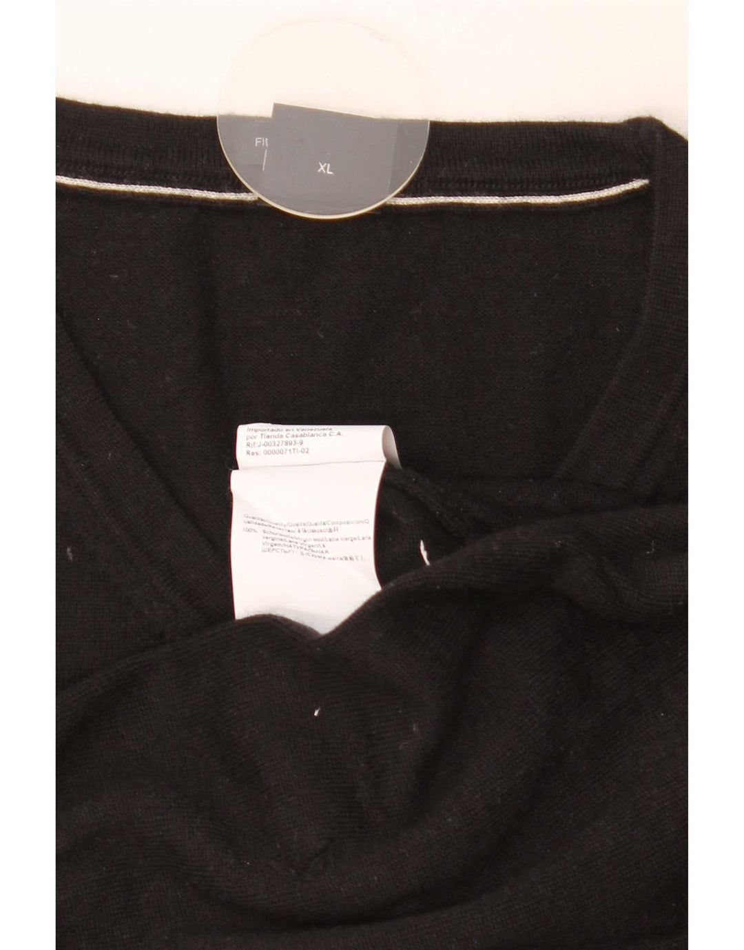 Hugo Boss Mens V-Neck Jumper Sweater XL Black Virgin Wool