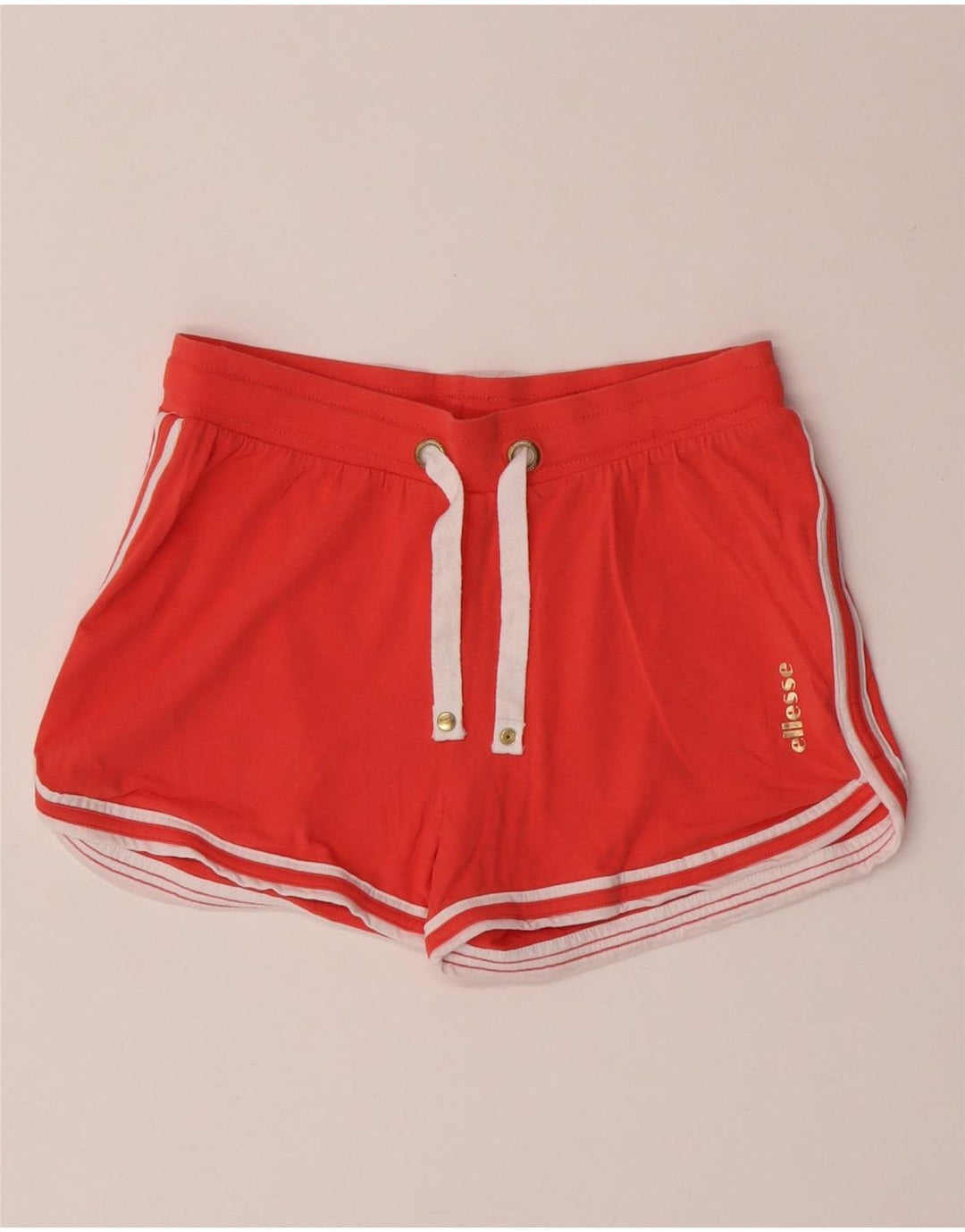 Ellesse Womens Sport Shorts UK 10 Small Orange Cotton