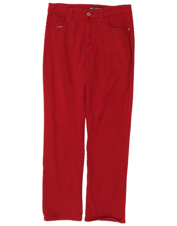 Lee Womens Classic Fit Straight Jeans US 12 Large W32 L30 Red Cotton