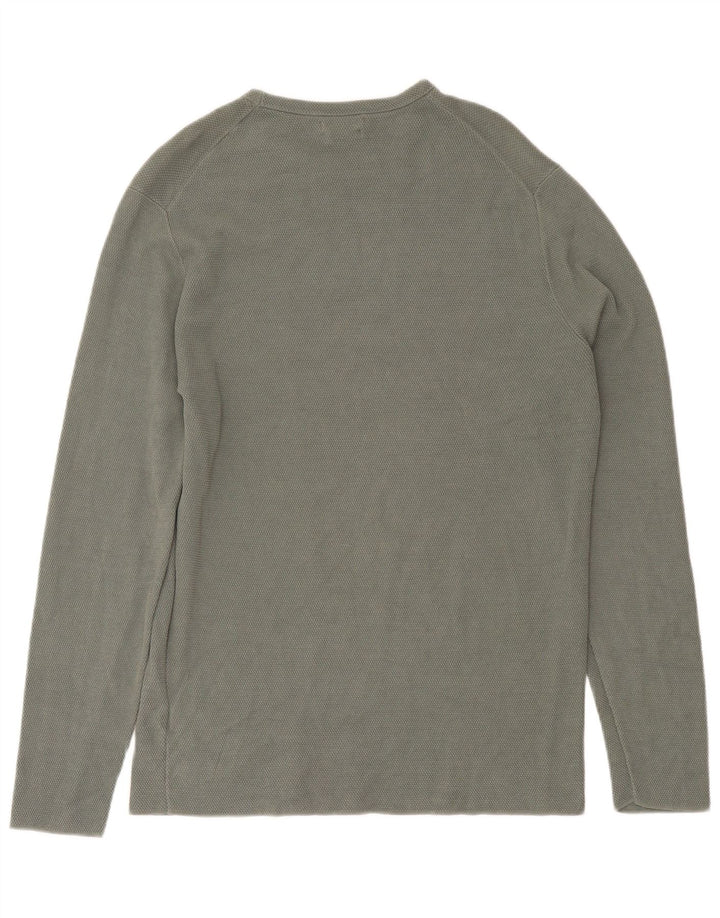 Massimo Dutti Mens Top Long Sleeve Large Green Cotton