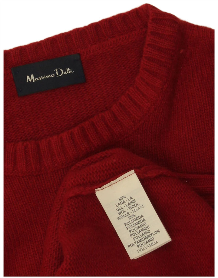 MASSIMO DUTTI Mens Crew Neck Jumper Sweater Large Red Wool