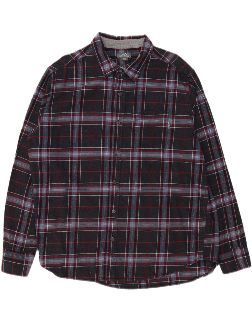 EDDIE BAUER Mens Flannel Shirt 2XL Black Check Cotton Vintage Eddie Bauer and Second-Hand Eddie Bauer from Messina Hembry 