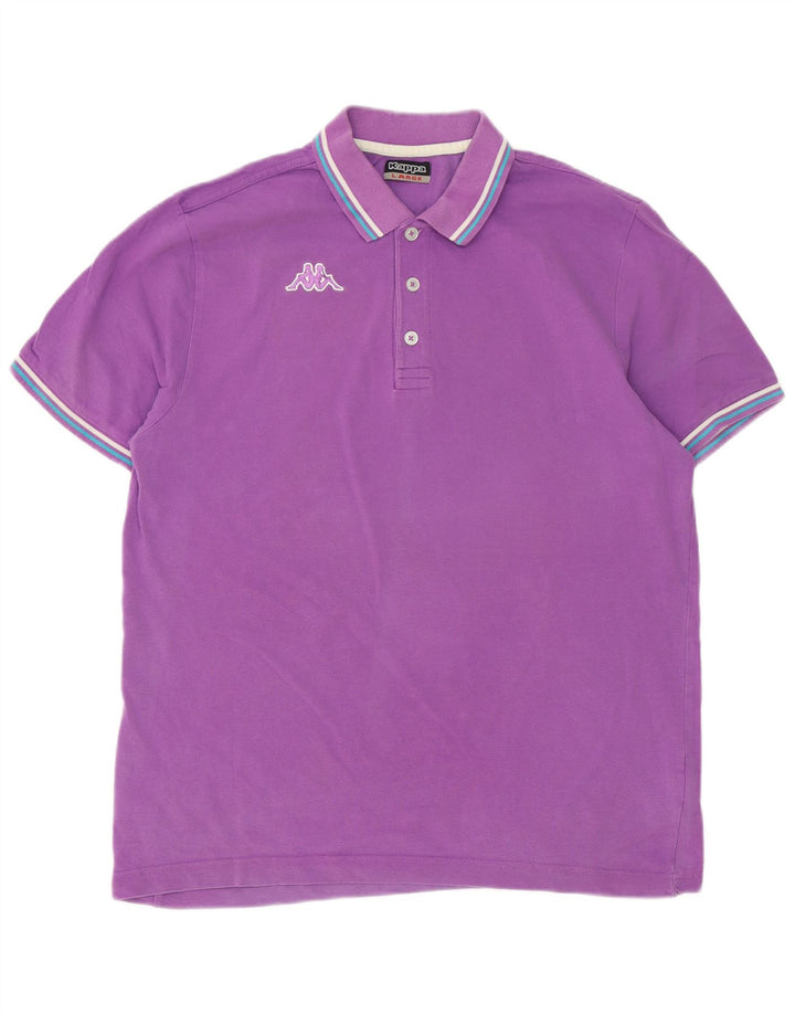 Kappa Mens Polo Shirt Large Purple Striped Cotton