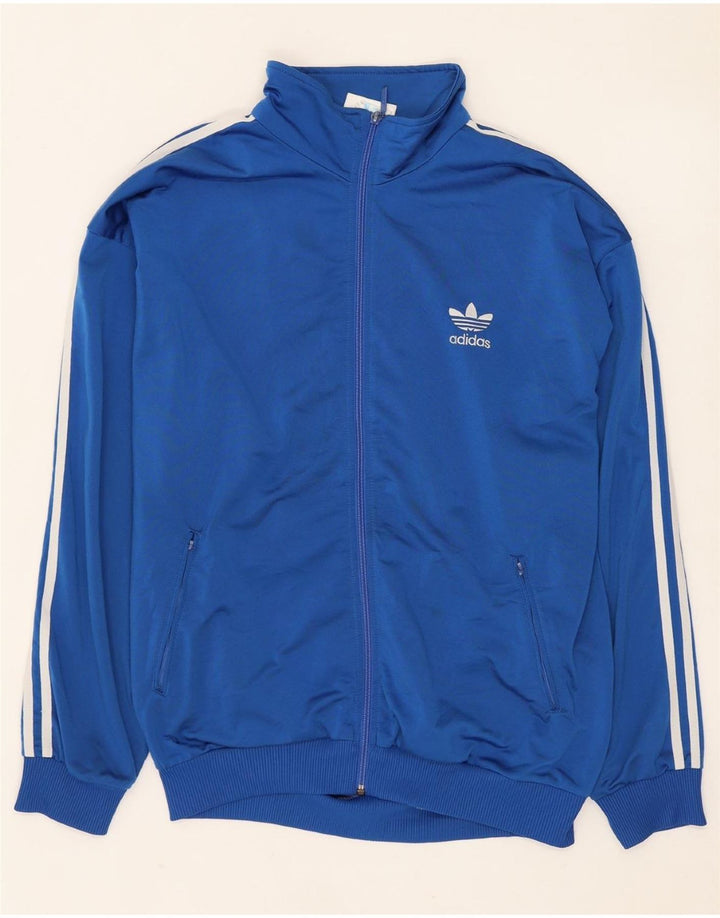 ADIDAS Mens Loose Fit Tracksuit Top Jacket UK 40/42 Medium Blue Polyester
