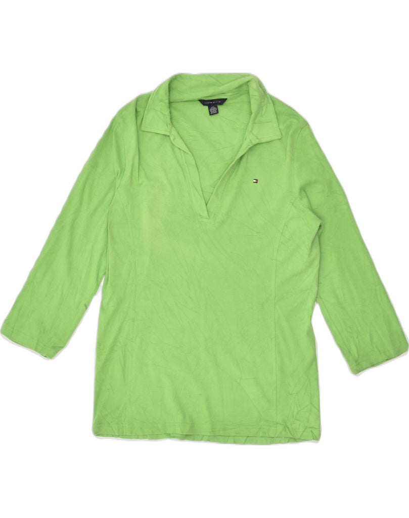 TOMMY HILFIGER Womens 3/4 Sleeve Polo Shirt UK 14 Large Green | Vintage Tommy Hilfiger | Thrift | Second-Hand Tommy Hilfiger | Used Clothing | Messina Hembry 