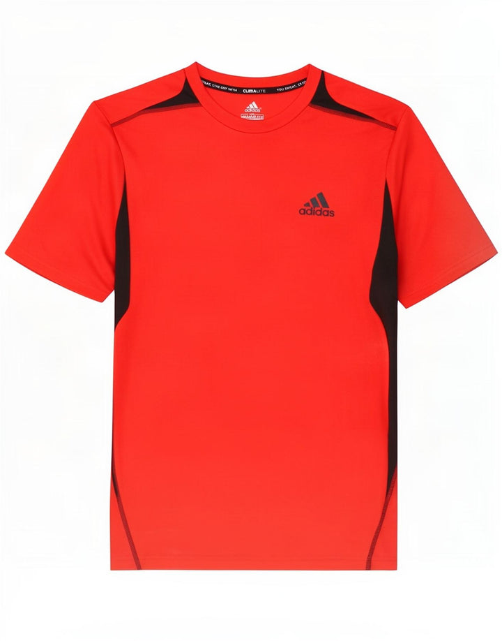 Adidas Mens Climalite T-Shirt Top Medium Red Colourblock Polyester