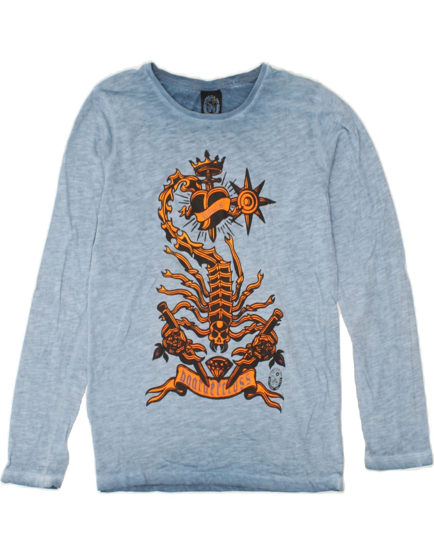 SCORPION BAY Boys Graphic Top Long Sleeve 13-14 Years Large Blue