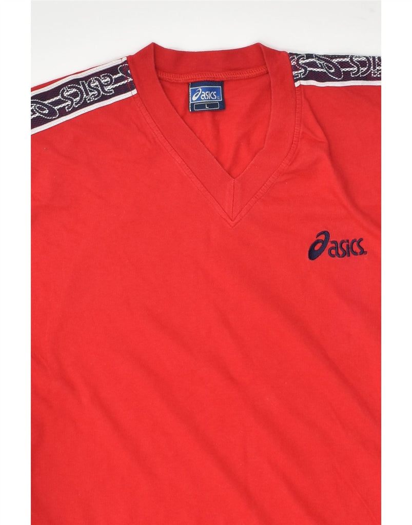 ASICS Mens T-Shirt Top Large Red Cotton | Vintage Asics | Thrift | Second-Hand Asics | Used Clothing | Messina Hembry 