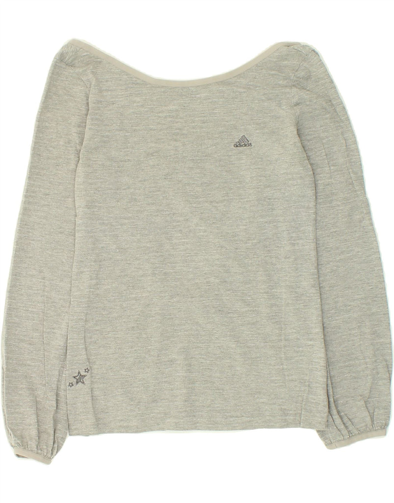 ADIDAS Womens Top Long Sleeve UK 10 Small Grey Flecked Cotton | Vintage Adidas | Thrift | Second-Hand Adidas | Used Clothing | Messina Hembry 