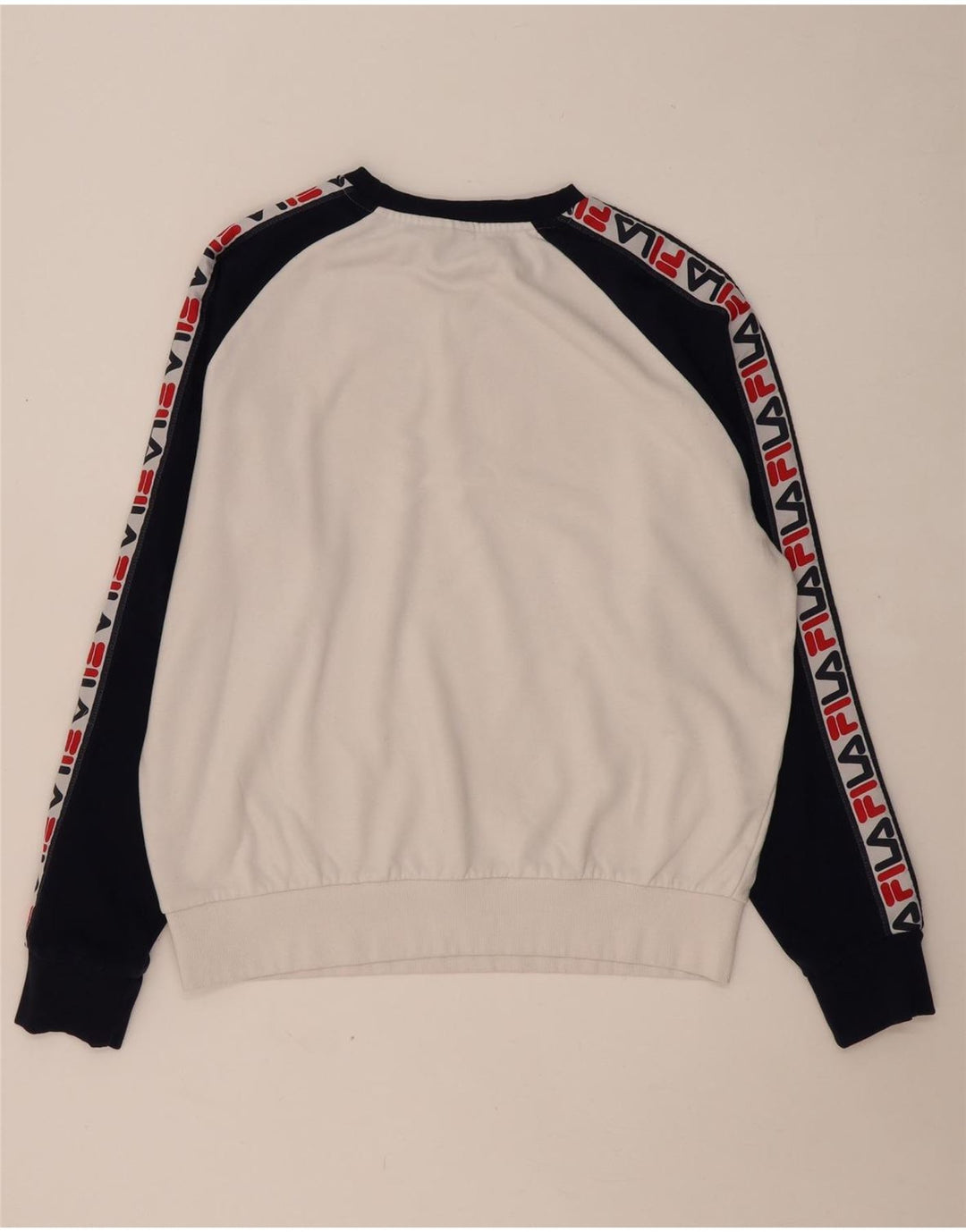 FILA Mens Graphic Sweatshirt Jumper Large White Colourblock Cotton