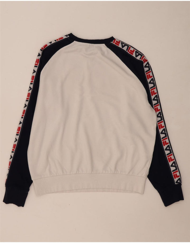 FILA Mens Graphic Sweatshirt Jumper Large White Colourblock Cotton