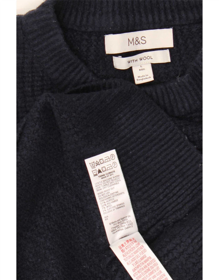 Marks & Spencer Womens Crew Neck Jumper Sweater UK 16 Large Navy Blue
