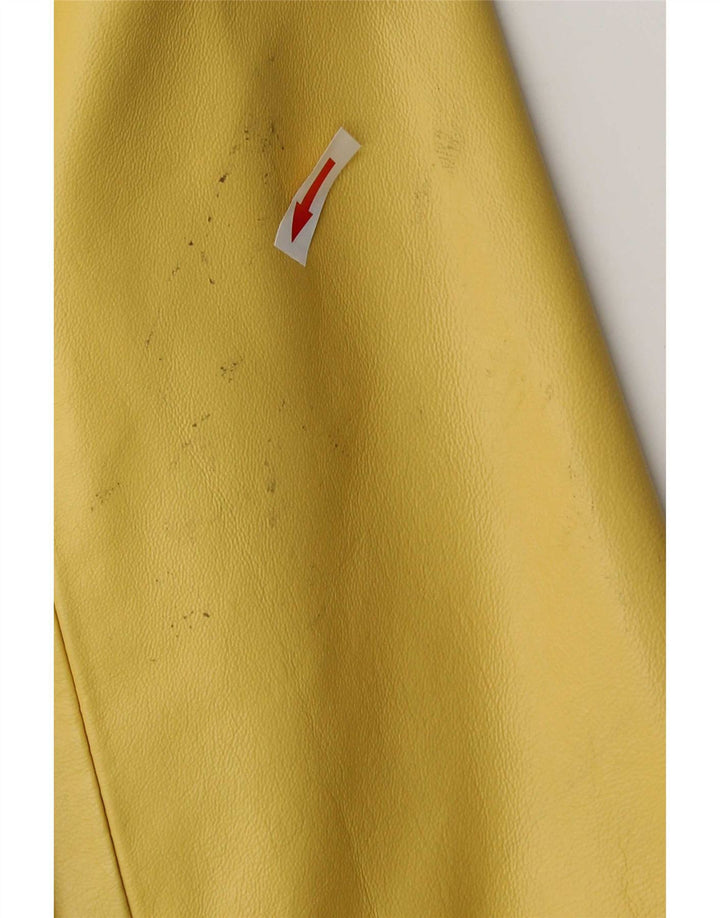 DINO' Z Womens Zip Leather Jacket UK 12 Medium Yellow Leather