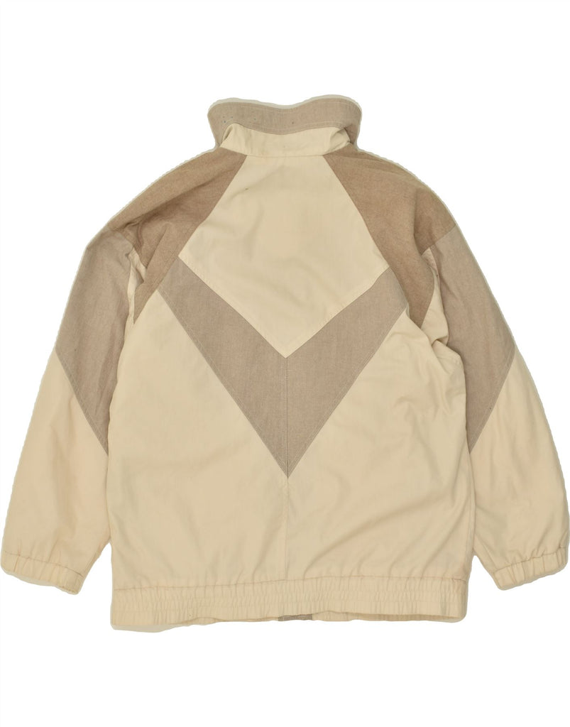 VINTAGE Womens Loose Fit Bomber Jacket UK 14 Medium Beige Colourblock | Vintage Vintage | Thrift | Second-Hand Vintage | Used Clothing | Messina Hembry 