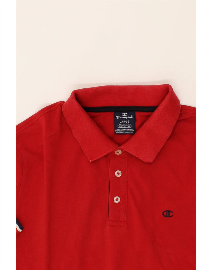 CHAMPION Mens Polo Shirt Large Red Vintage Champion and Second-Hand Champion from Messina Hembry 