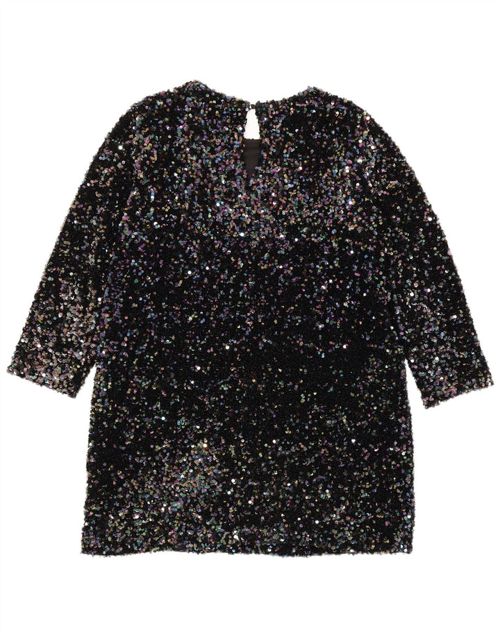 Zara Womens 3/4 Sleeve Sequin Shift Dress UK 18 XL Multicoloured Polyester