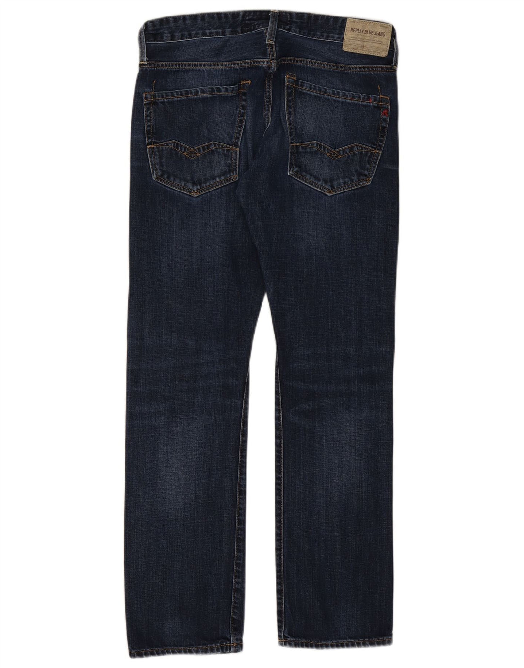 Replay Mens Straight Jeans W32 L32 Navy Blue Cotton