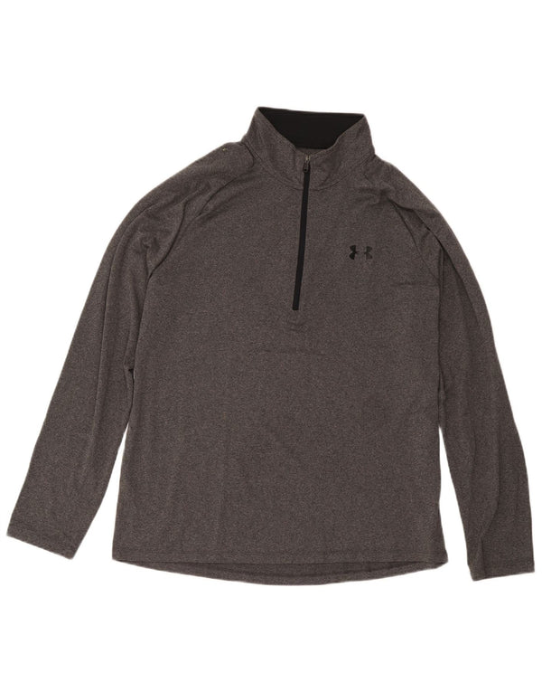 Under Armour Mens Zip Neck Pullover Tracksuit Top Large Grey