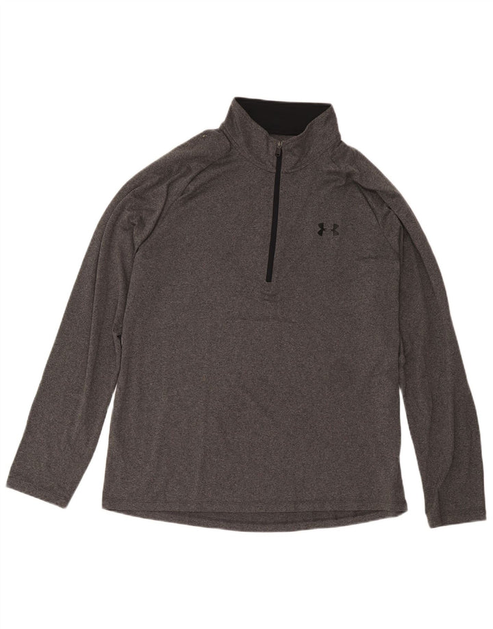 Under Armour Mens Zip Neck Pullover Tracksuit Top Large Grey