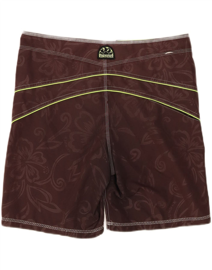 SUNDEK Mens Swimming Shorts Medium  Brown Floral Polyester Vintage Sundek and Second-Hand Sundek from Messina Hembry 