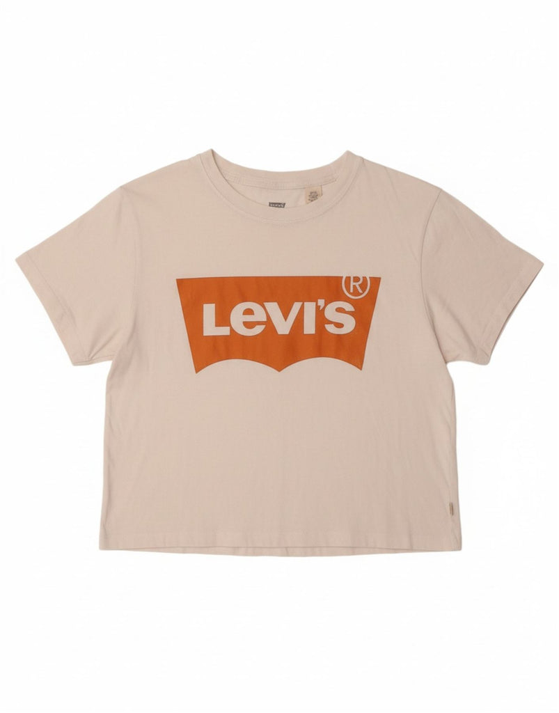 LEVI'S Womens Oversized Crop Graphic T-Shirt Top UK 2 2XS White Vintage Levi's and Second-Hand Levi's from Messina Hembry 