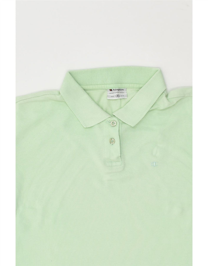 CHAMPION Womens Polo Shirt UK 14 Medium Green Cotton | Vintage Champion | Thrift | Second-Hand Champion | Used Clothing | Messina Hembry 