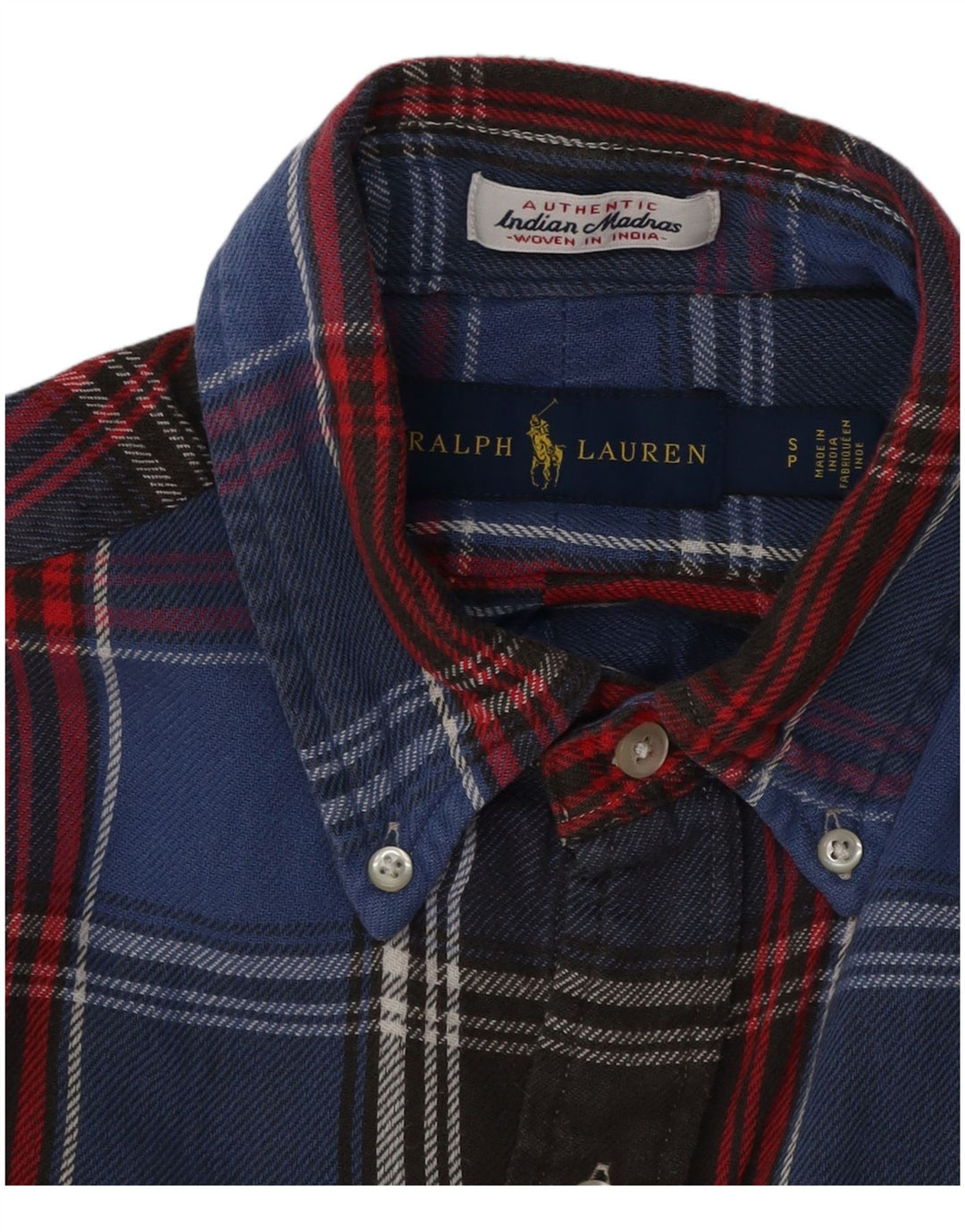 RALPH LAUREN Mens Flannel Shirt Small Blue Check Cotton